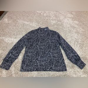 Women NY threads black white snake skin dress long sleeve high collar blouse